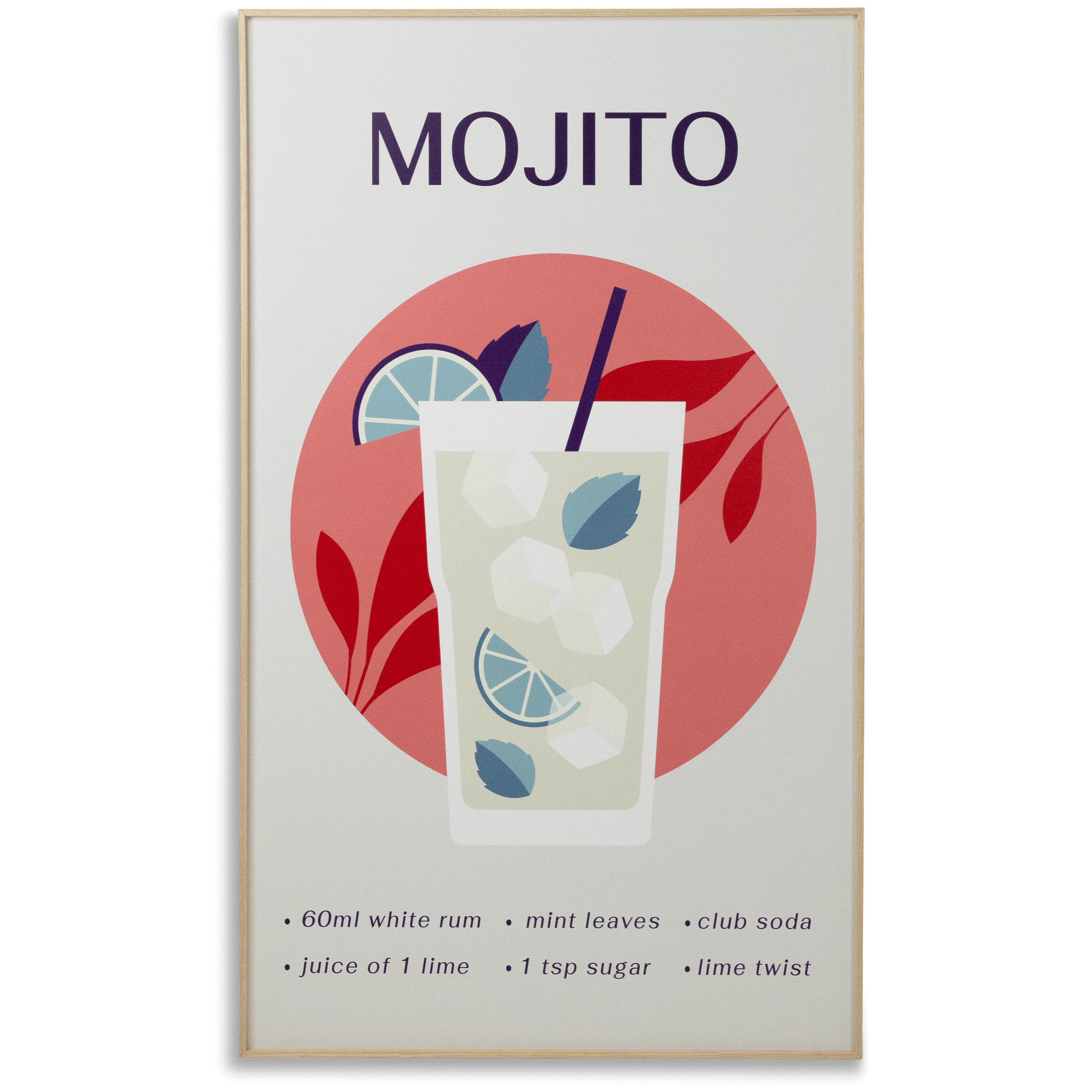*IN STORE PICK UP ONLY* Mojito - 60 x 100cm Outdoor UV Wall Art with Beech Aluminium Frame