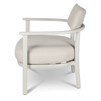 Monterra Occasional Chair in Silk Beige with Olefin Cushions and Removable Back Rest Cushion
