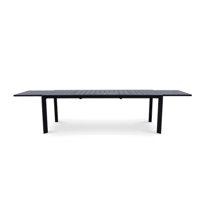 Morocco Outdoor Extension Table in Gunmetal with Polypropylene Chairs - The Furniture Shack