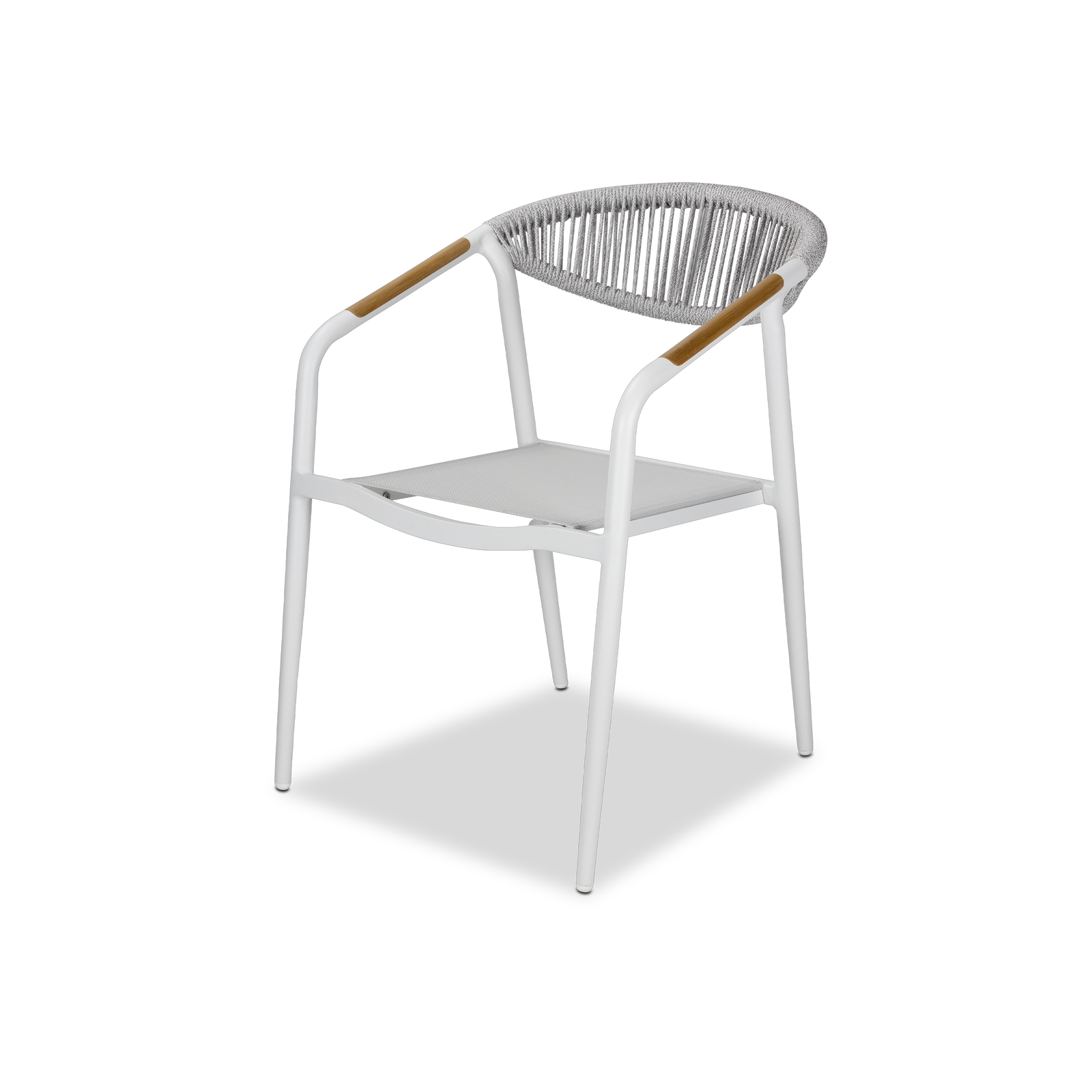 Morocco Outdoor Extension Table in White with Rope Chairs - The Furniture Shack