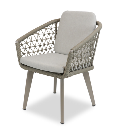 Morocco Outdoor Extension Table in White with Rope Chairs - The Furniture Shack
