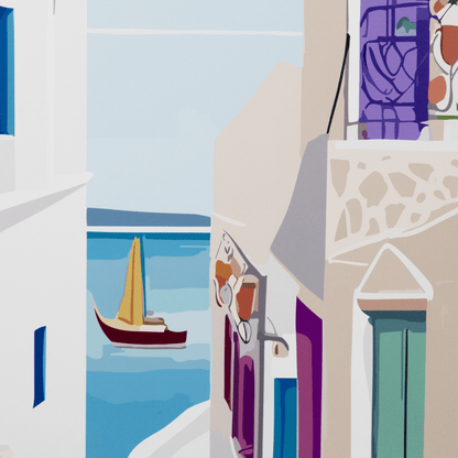 *IN STORE PICK UP ONLY* Mykonos Greece - 60 x 100cm Outdoor UV Wall Art with Beech Aluminium Frame