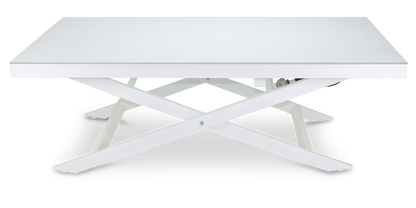Mykonos Adjustable Outdoor Coffee Table in Arctic White Aluminium Frame and Glass Top - The Furniture Shack