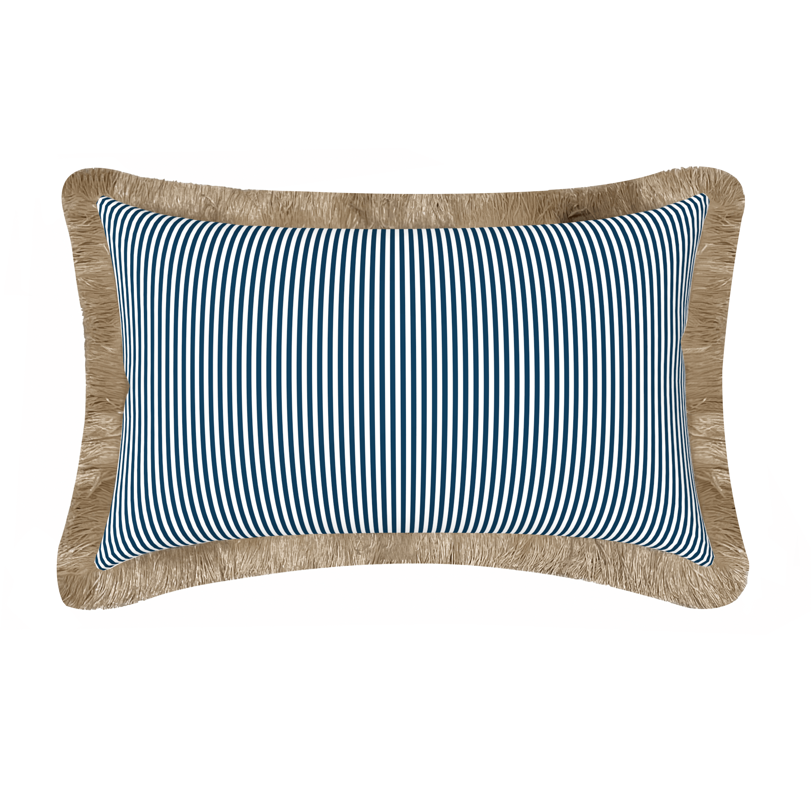 *IN STORE PICK UP ONLY* Tahiti Navy Stripe - 30x50cm Fringed Outdoor Cushion