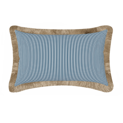*IN STORE PICK UP ONLY* Tahiti Navy Stripe - 30x50cm Fringed Outdoor Cushion