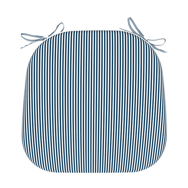 Tahiti Navy Stripe Rounded Outdoor Chair Pad - 40x42x5cm