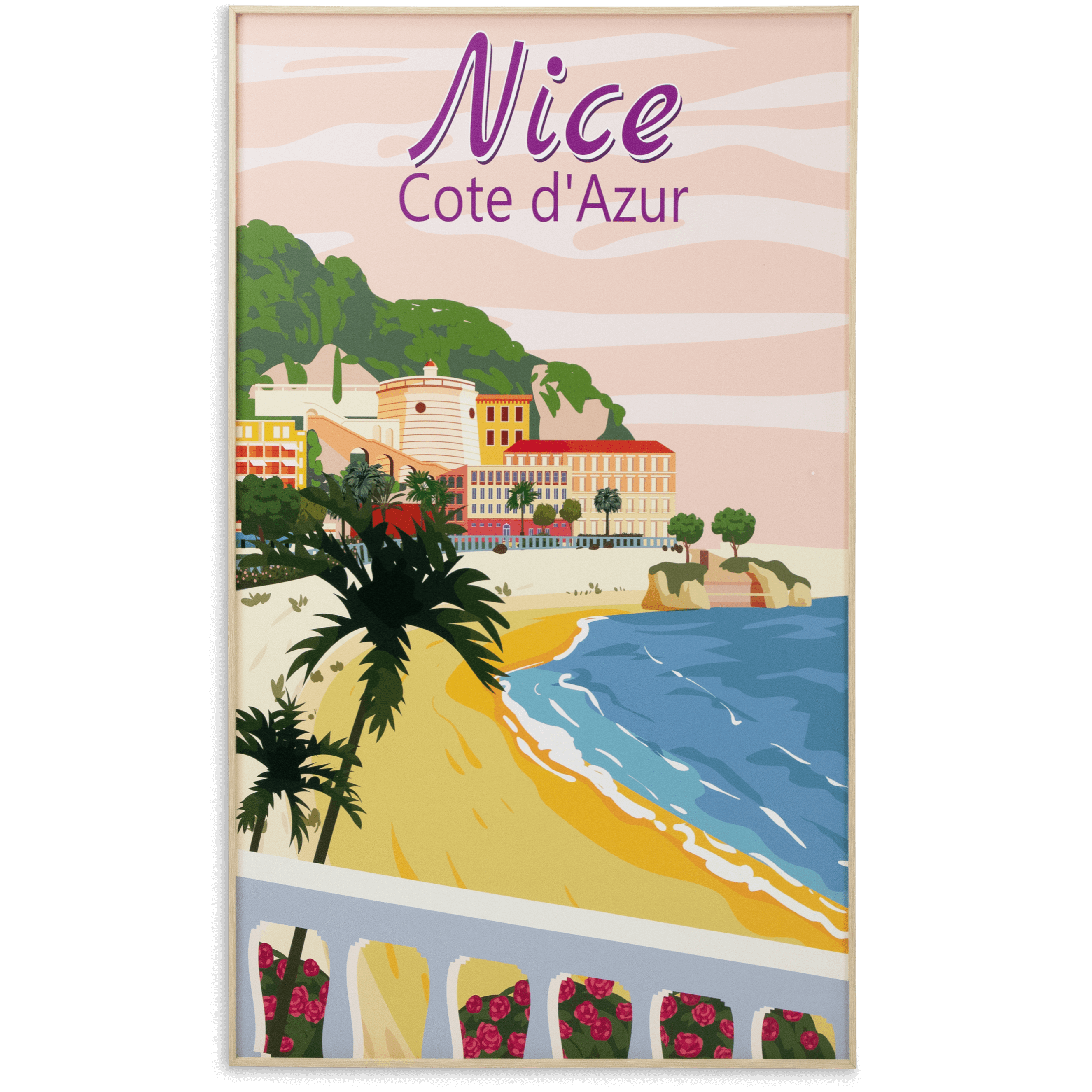 *IN STORE PICK UP ONLY* Nice Cote D Azur - 60 x 100cm Outdoor UV Wall Art with Beech Aluminium Frame
