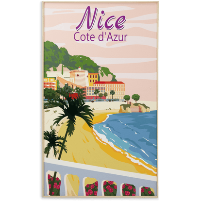 *IN STORE PICK UP ONLY* Nice Cote D Azur - 60 x 100cm Outdoor UV Wall Art with Beech Aluminium Frame