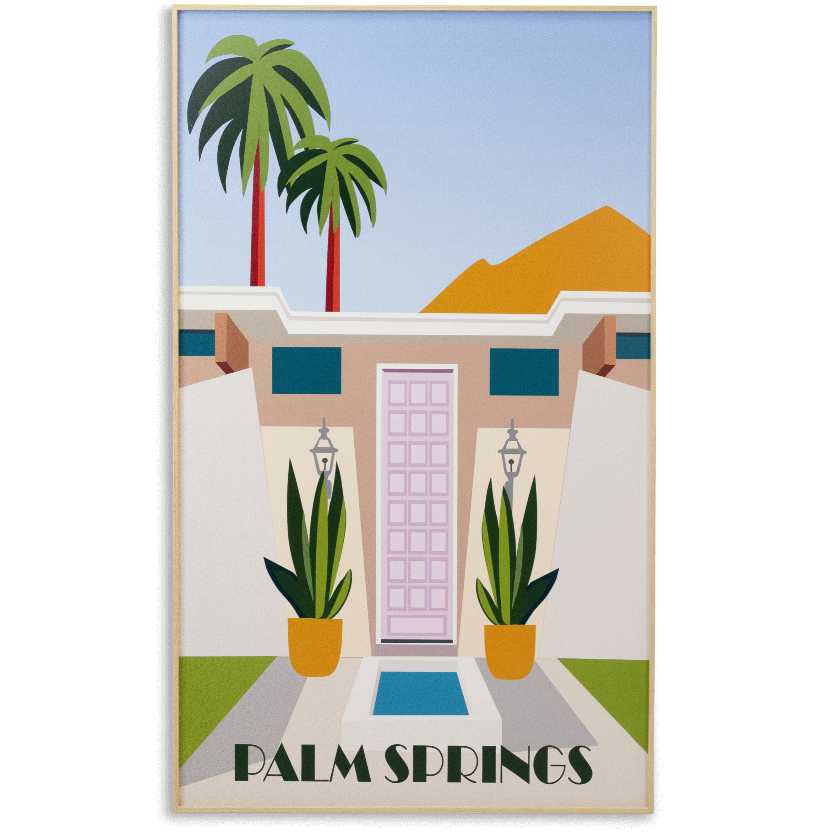 Palm Springs - 60 x 100cm Outdoor UV Wall Art with Beech Aluminium Frame