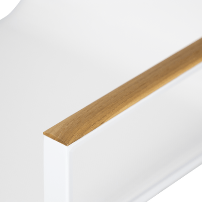 Providence Dining Chair in Arctic White Aluminium and Texteline and Teak Arm
