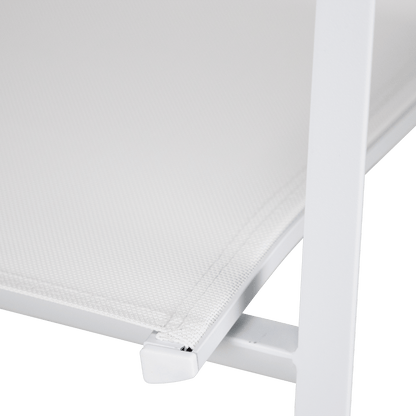 Providence Dining Chair in Arctic White Aluminium and Texteline and Teak Arm