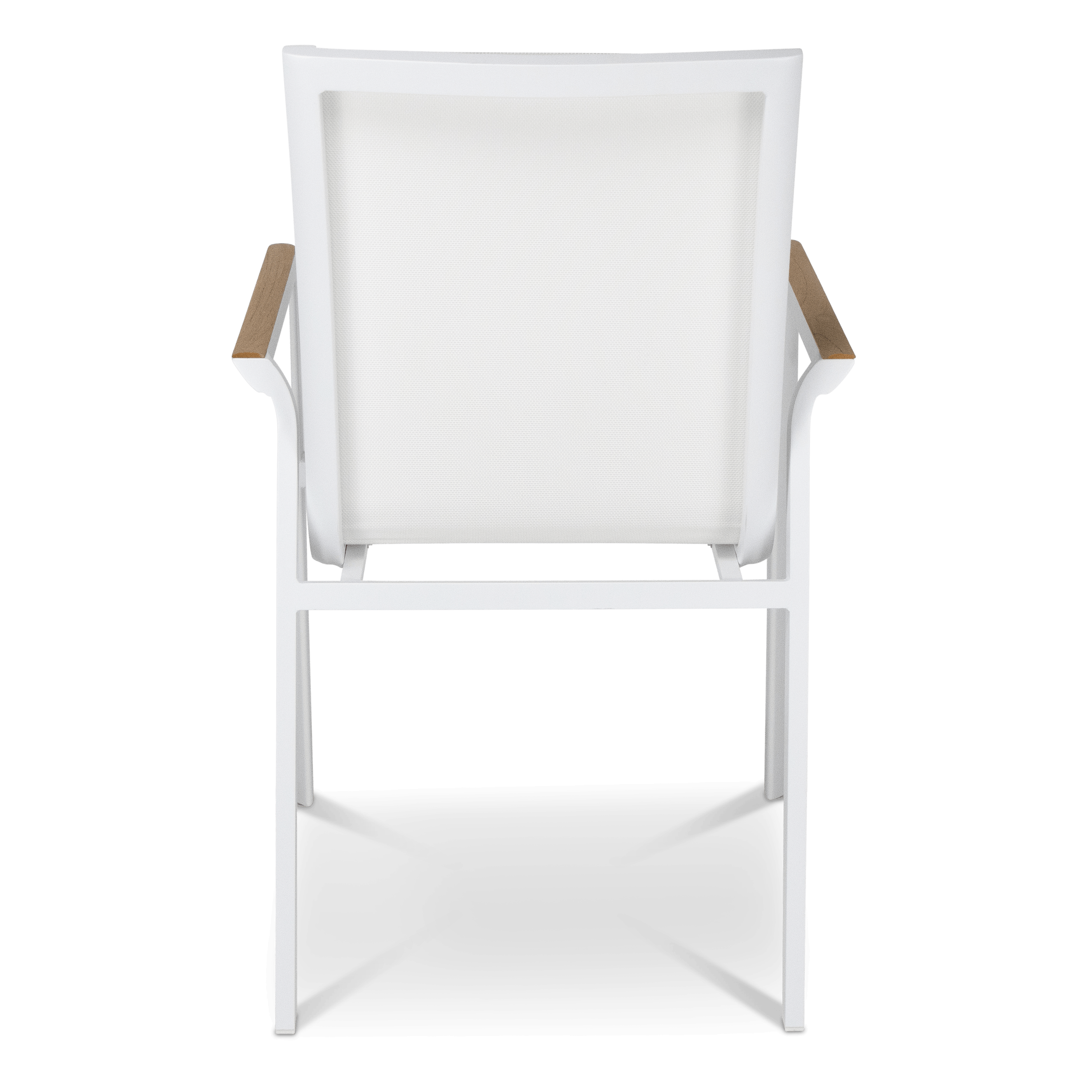 Providence Dining Chair in Arctic White Aluminium and Texteline and Teak Arm