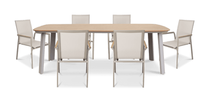 Providence 7pc Dining Set in Taupe Aluminium and Polywood Top