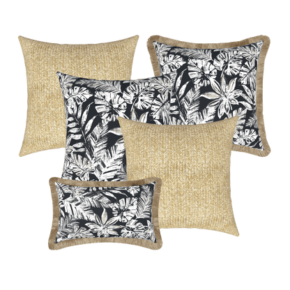 Tahiti Outdoor Cushions Stylist Selection - Black Escape with Resort 5pc