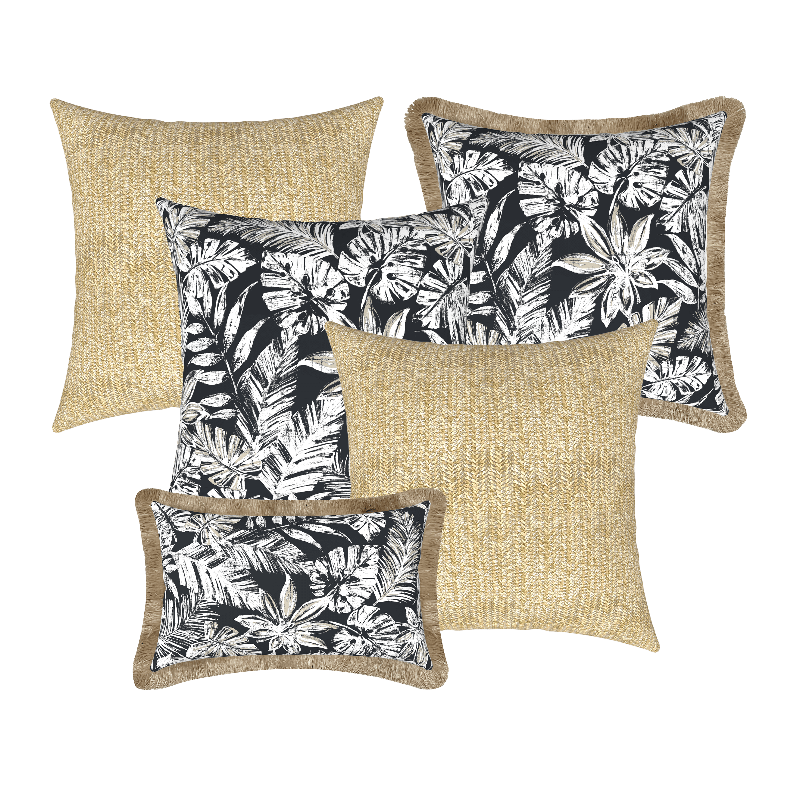 Tahiti Outdoor Cushions Stylist Selection - Black Escape with Resort 5pc