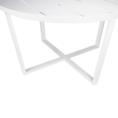 Round Outdoor Dining Table - Amalfi in Arctic White Aluminium - The Furniture Shack