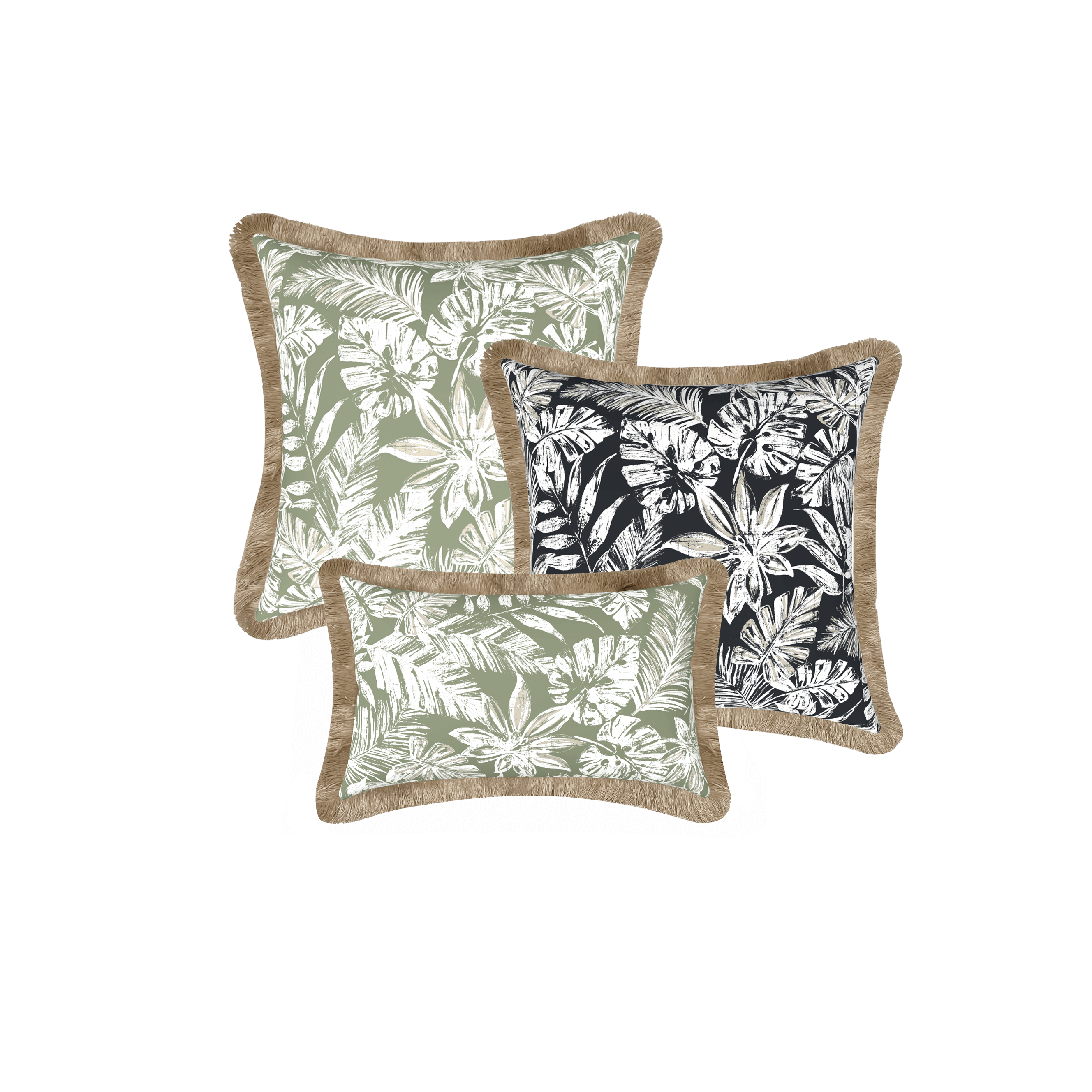 Tahiti Outdoor Cushions Stylist Selection - Sage with Black Escape 3pc