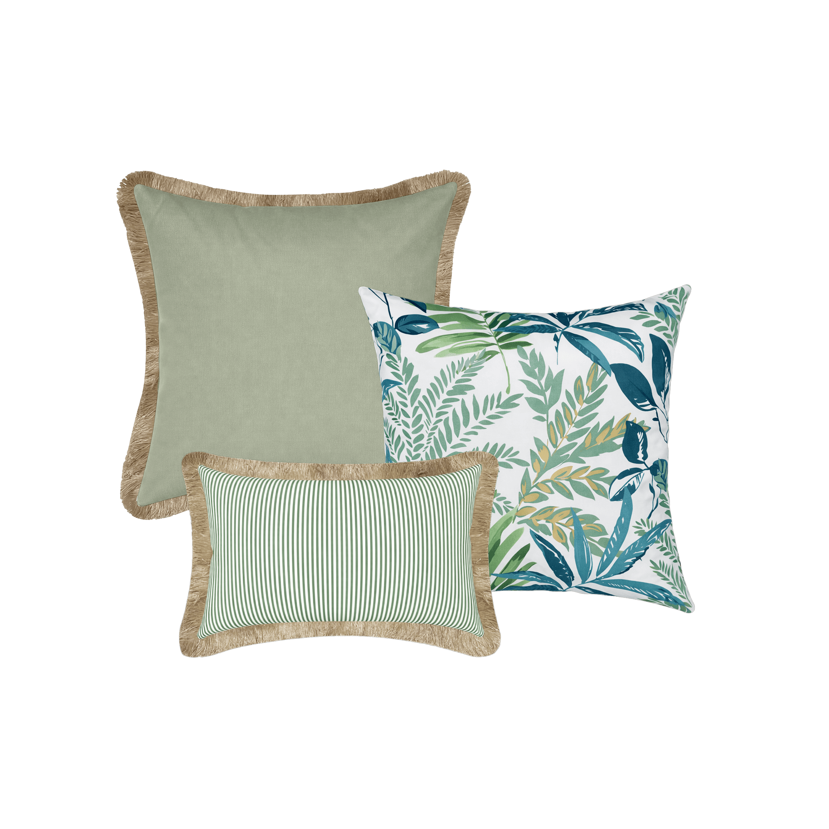 Tahiti Outdoor Cushions Stylist Selection - Evergreen with Sage 3pc