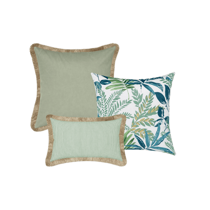 Tahiti Outdoor Cushions Stylist Selection - Evergreen with Sage 3pc
