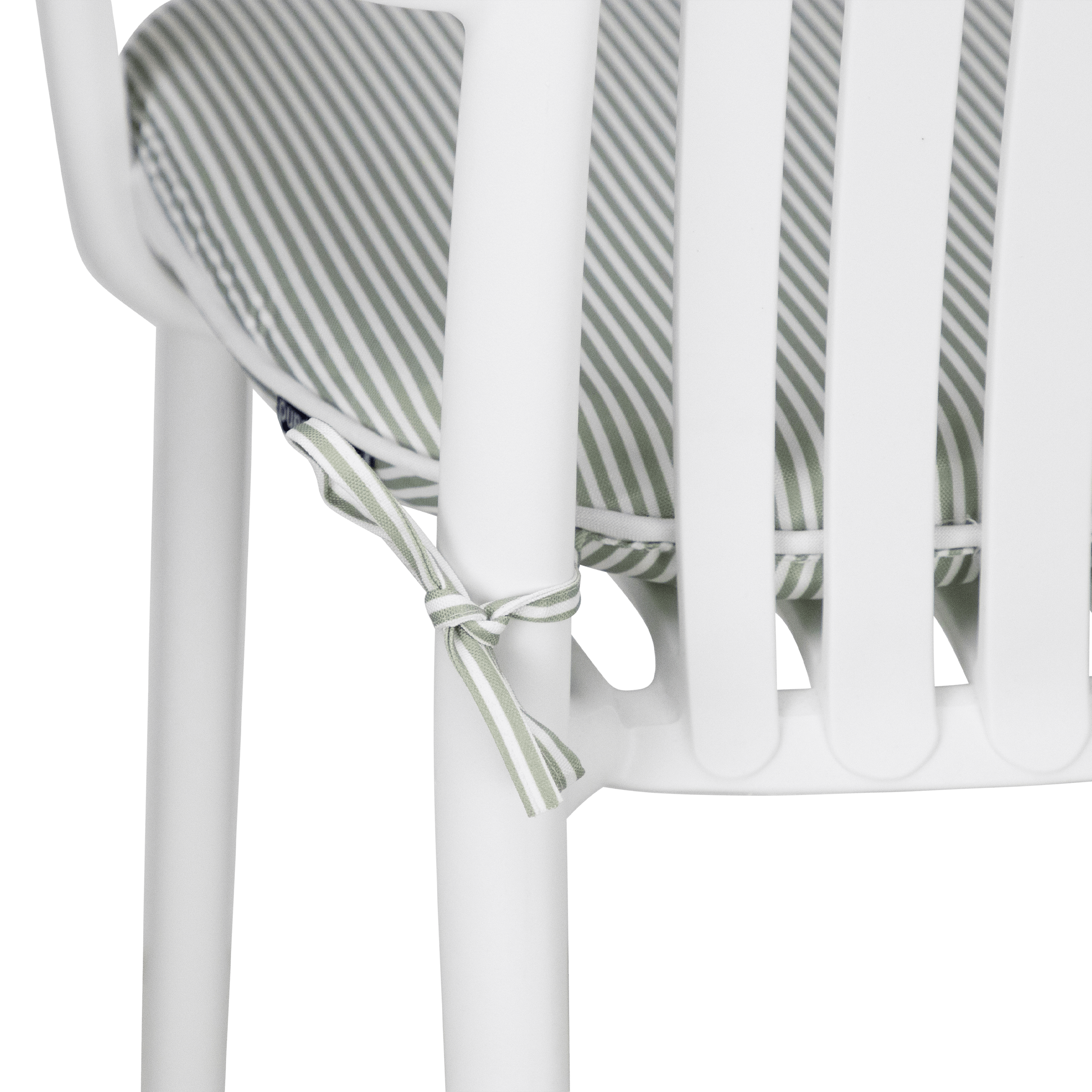 Tahiti Sage Stripe Rounded Outdoor Chair Pad - 40x42x5cm