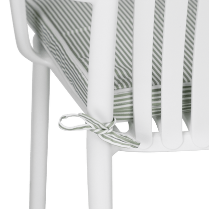 Tahiti Sage Stripe Square Outdoor Chair Pad - 43x43x4cm