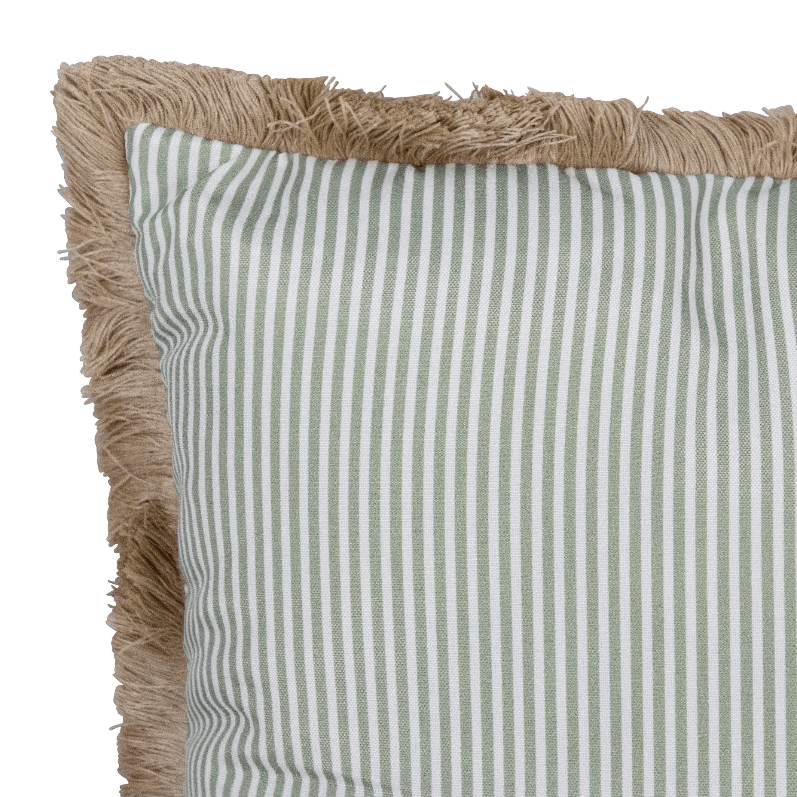 Tahiti Sage Stripe - 30x50cm Fringed Outdoor Cushion