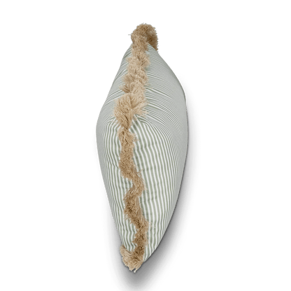 Tahiti Sage Stripe - 30x50cm Fringed Outdoor Cushion