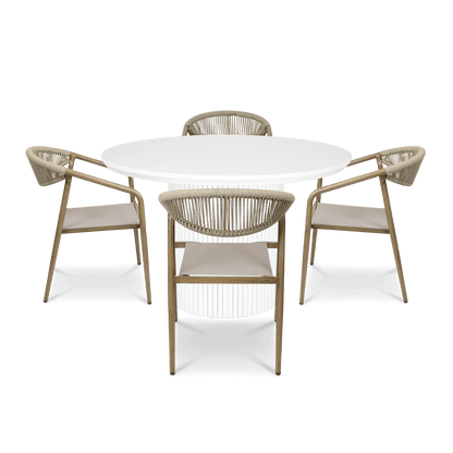 Sanctuary Round 5pc Dining Setting with Rope Chairs