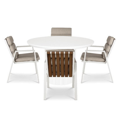 Sanctuary Round 5pc Dining Setting with Aluminium Chairs