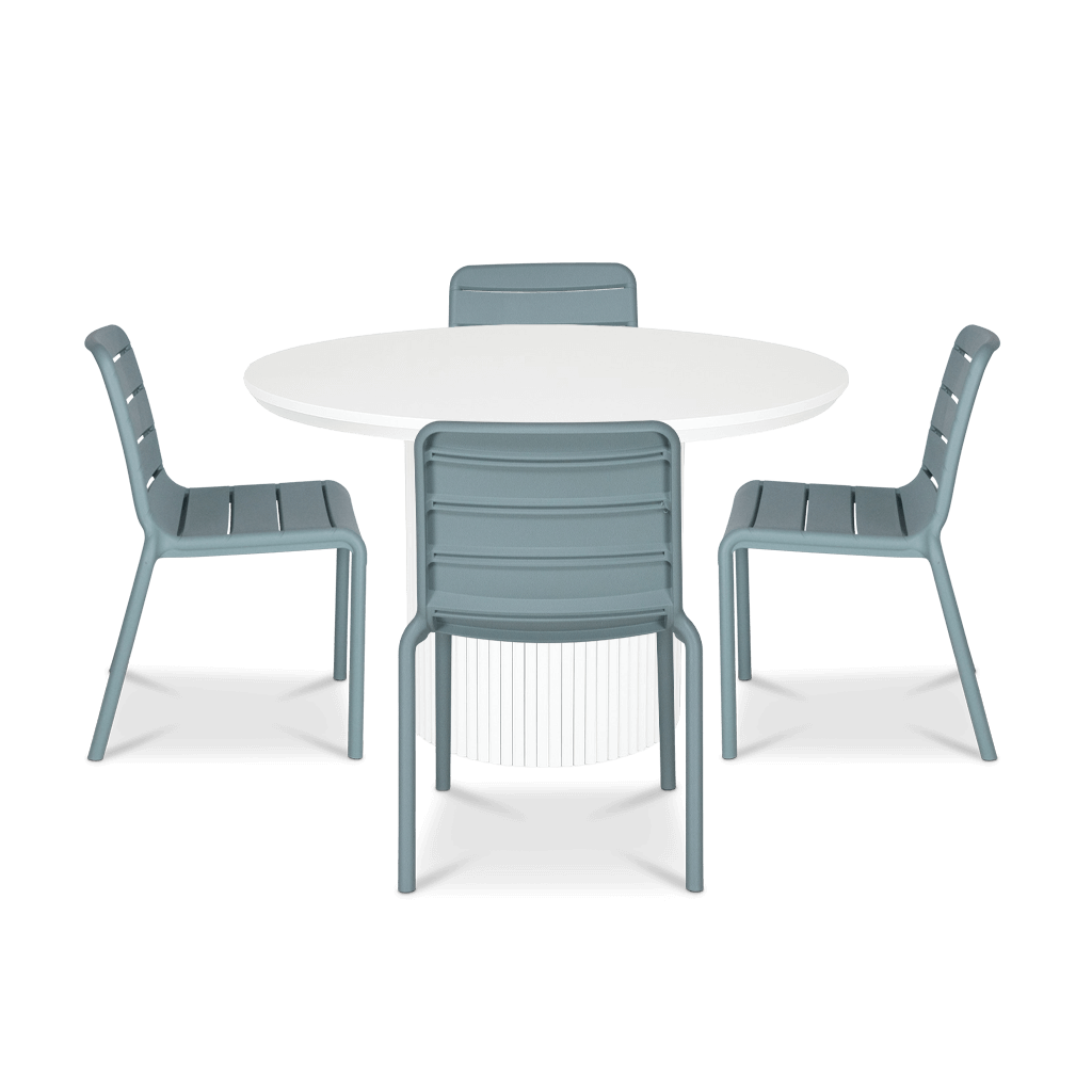 Sanctuary Round 5pc Dining Setting with Aura UV Plastic Chairs (PP)