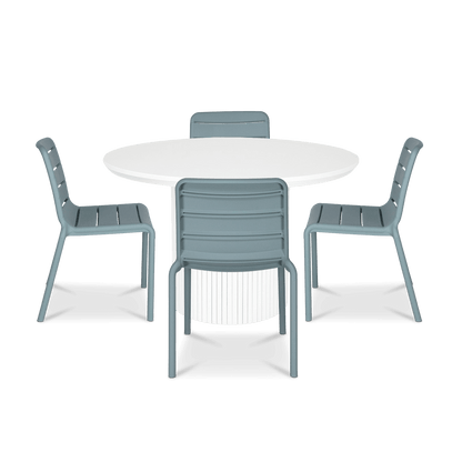 Sanctuary Round 5pc Dining Setting with Aura UV Plastic Chairs (PP)