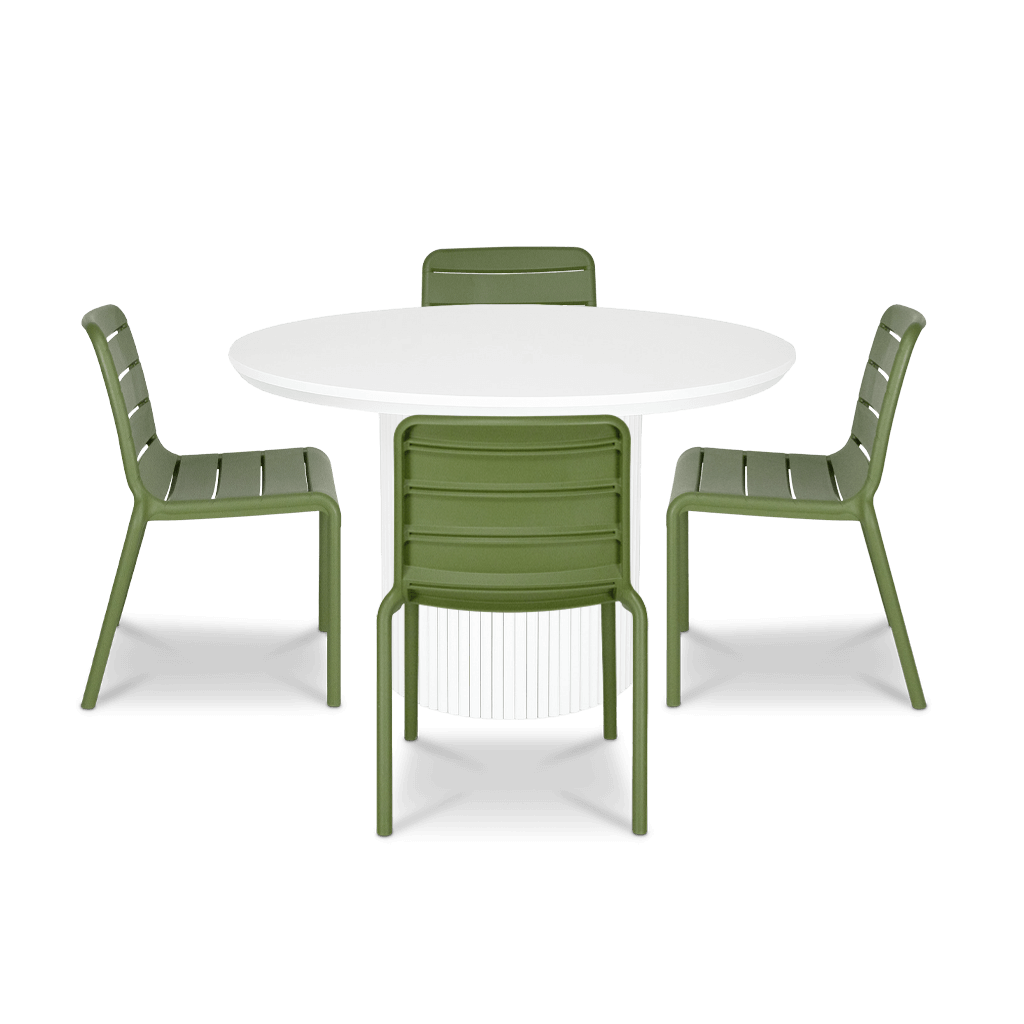 Sanctuary Round 5pc Dining Setting with Aura UV Plastic Chairs (PP)
