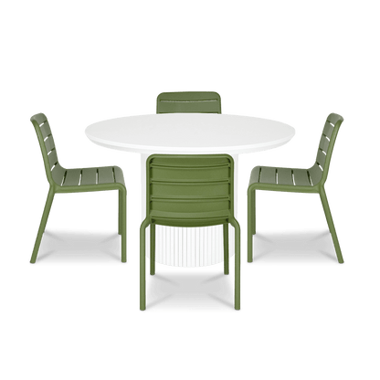 Sanctuary Round 5pc Dining Setting with Aura UV Plastic Chairs (PP)