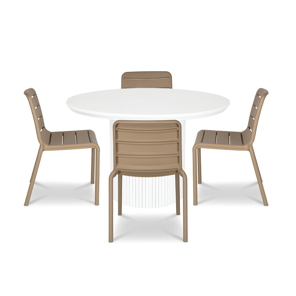 Sanctuary Round 5pc Dining Setting with Aura UV Plastic Chairs (PP)