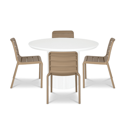 Sanctuary Round 5pc Dining Setting with Aura UV Plastic Chairs (PP)