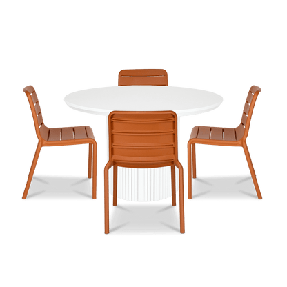 Sanctuary Round 5pc Dining Setting with Aura UV Plastic Chairs (PP)