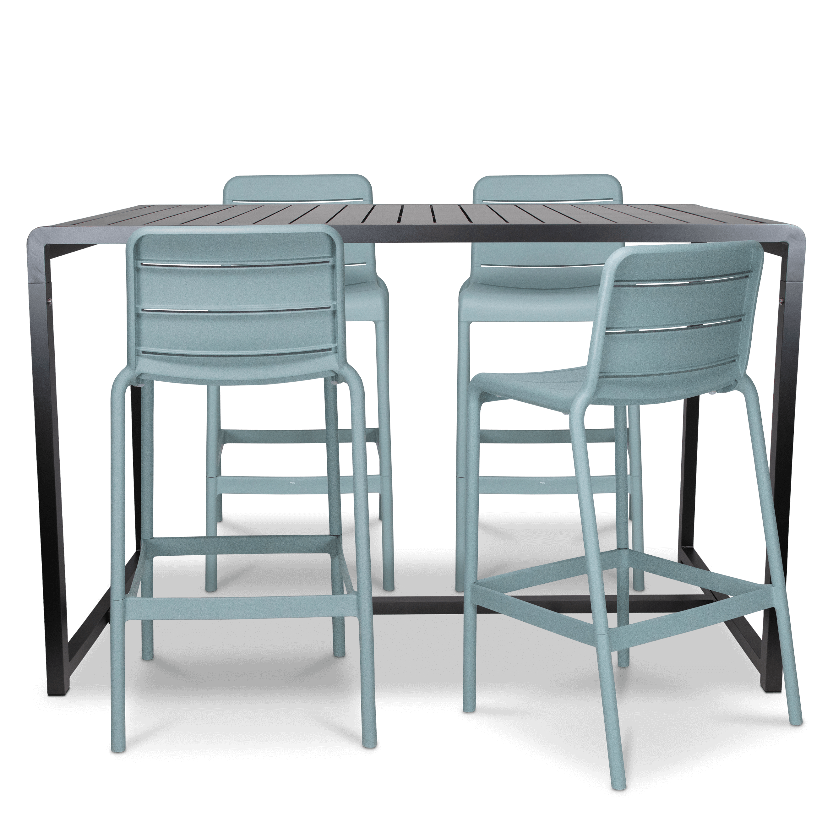 Santorini 5pc Bar Suite in Gunmetal with UV Plastic Outdoor Bar Stools