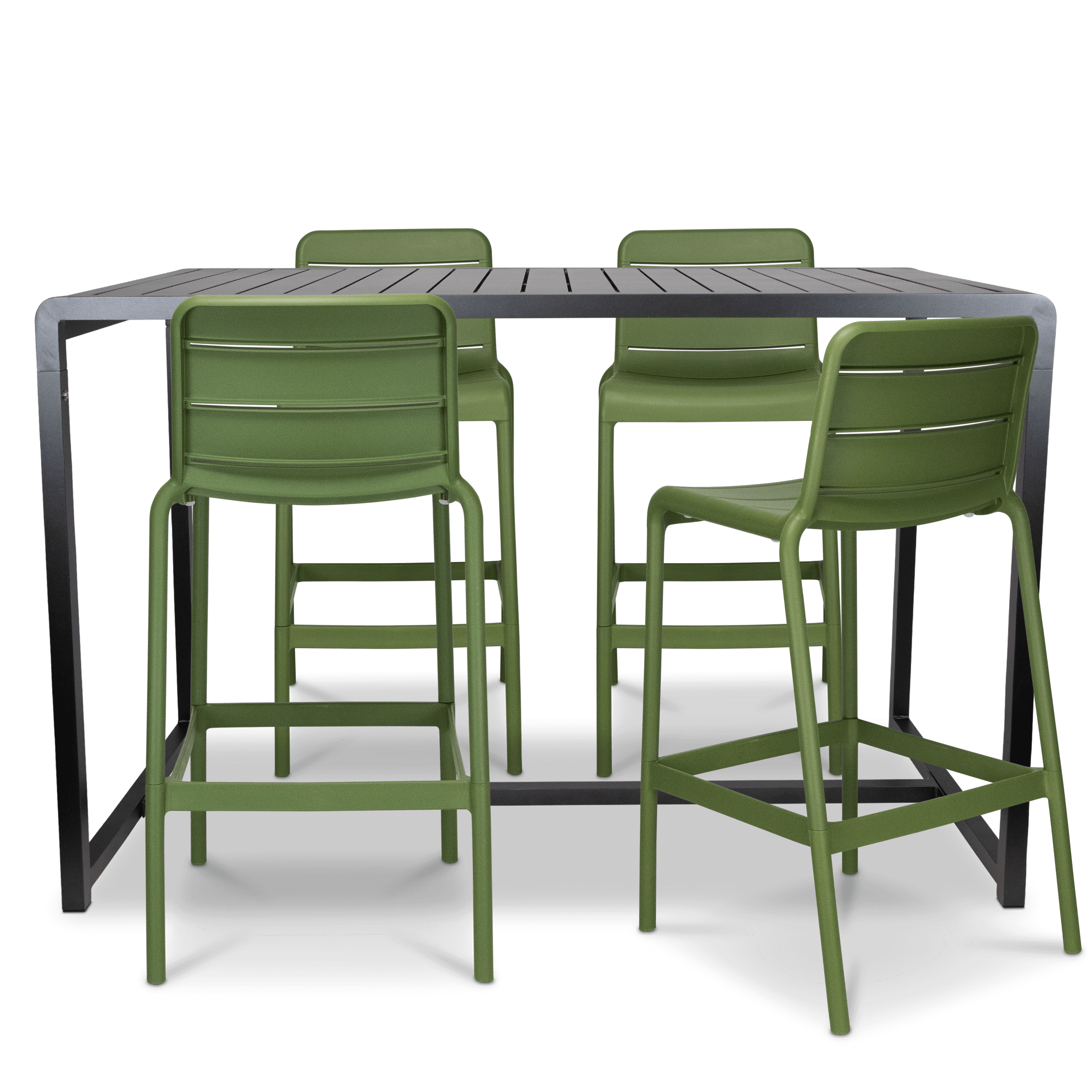 Santorini 5pc Bar Suite in Gunmetal with UV Plastic Outdoor Bar Stools