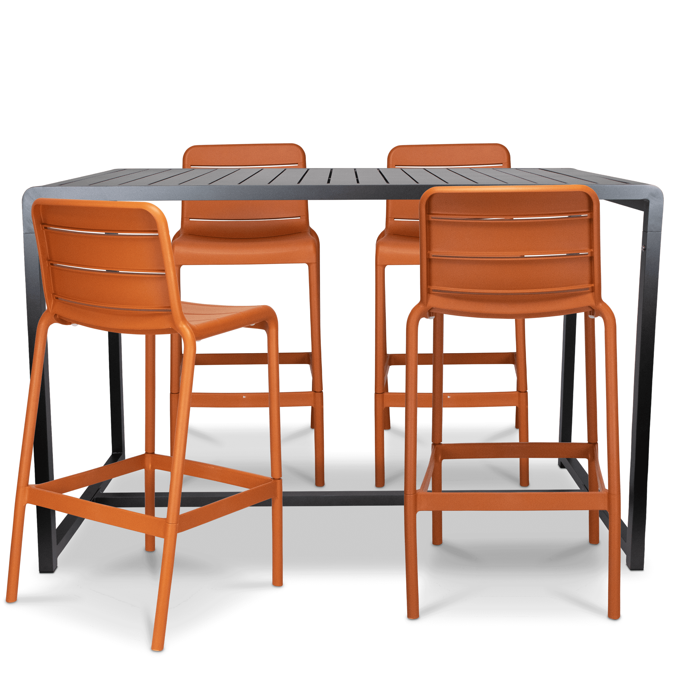 Santorini 5pc Bar Suite in Gunmetal with UV Plastic Outdoor Bar Stools