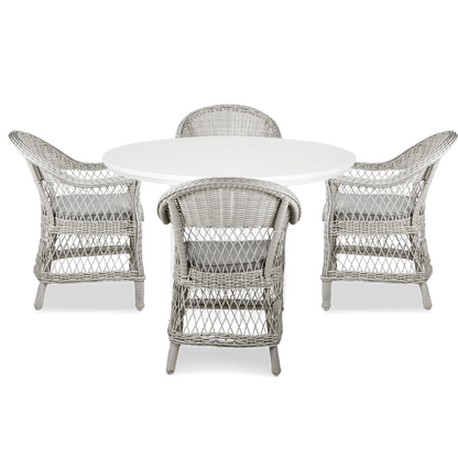 Sanctuary Round 5pc Dining Setting with Wicker Chairs