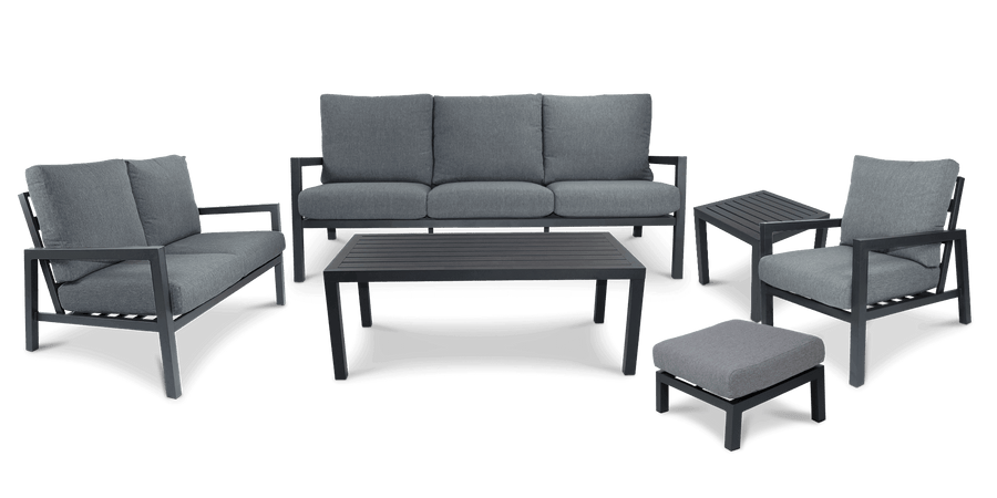 San Sebastian 6pc Outdoor Lounge Suite in Gunmetal with a Foot Stool