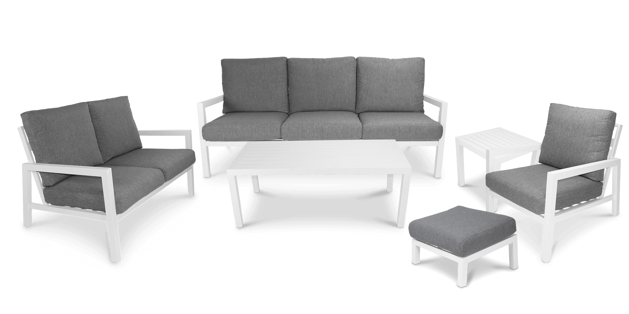 San Sebastian 6pc Outdoor Lounge Suite in Arctic White with a Foot Stool