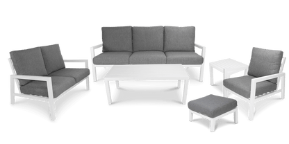 San Sebastian 6pc Outdoor Lounge Suite in Arctic White with a Foot Stool