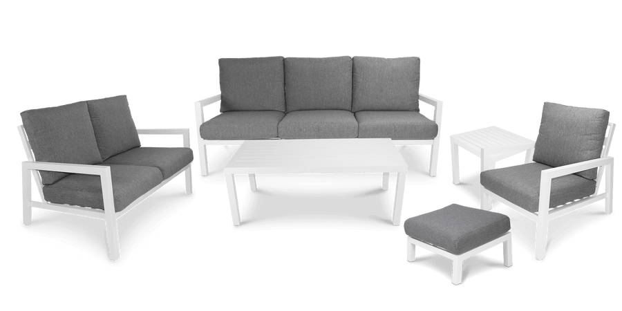 San Sebastian 6pc Outdoor Lounge Suite in Arctic White with a Foot Stool