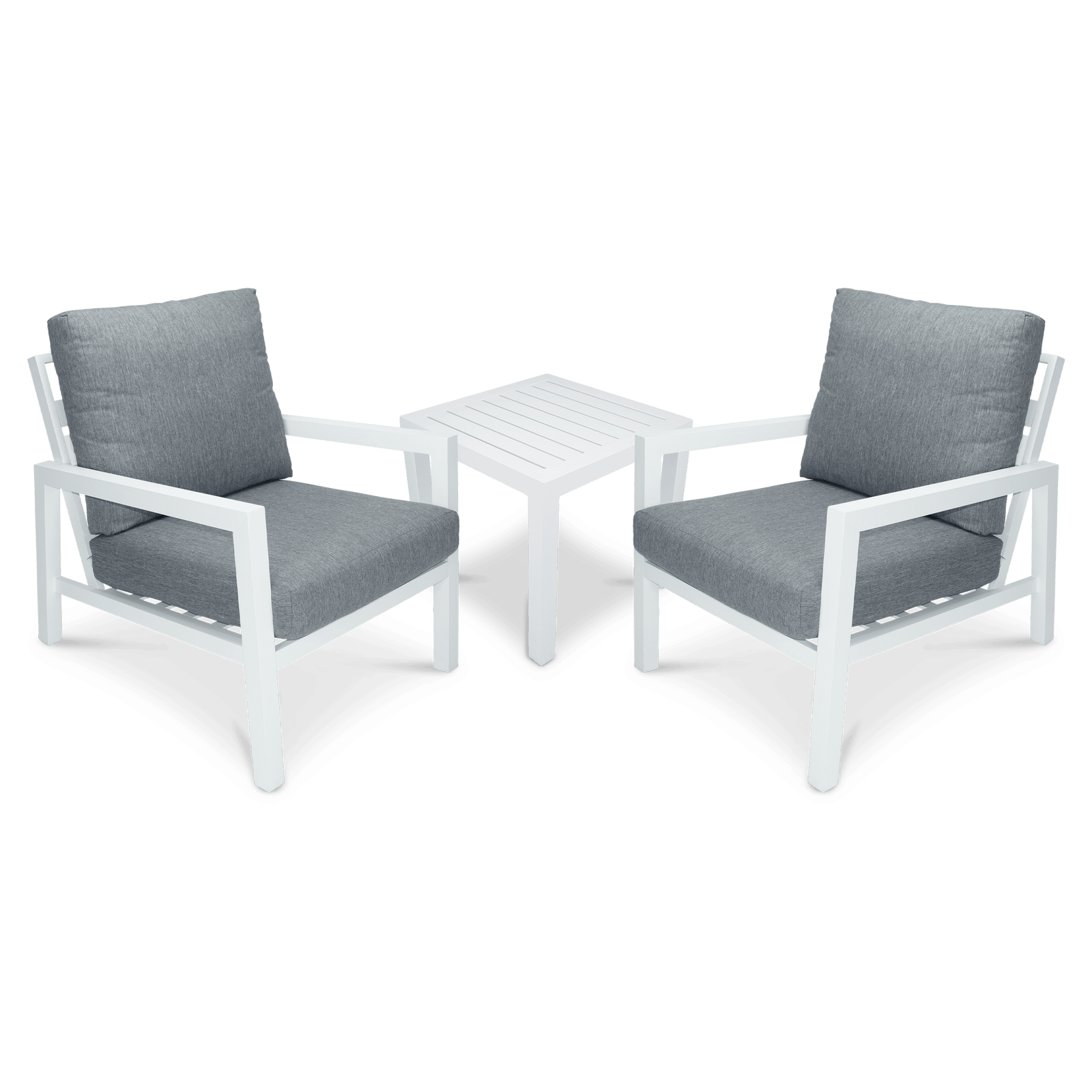 San Sebastian 3pc Occasional Set in Arctic White with Platinum Olefin Cushions