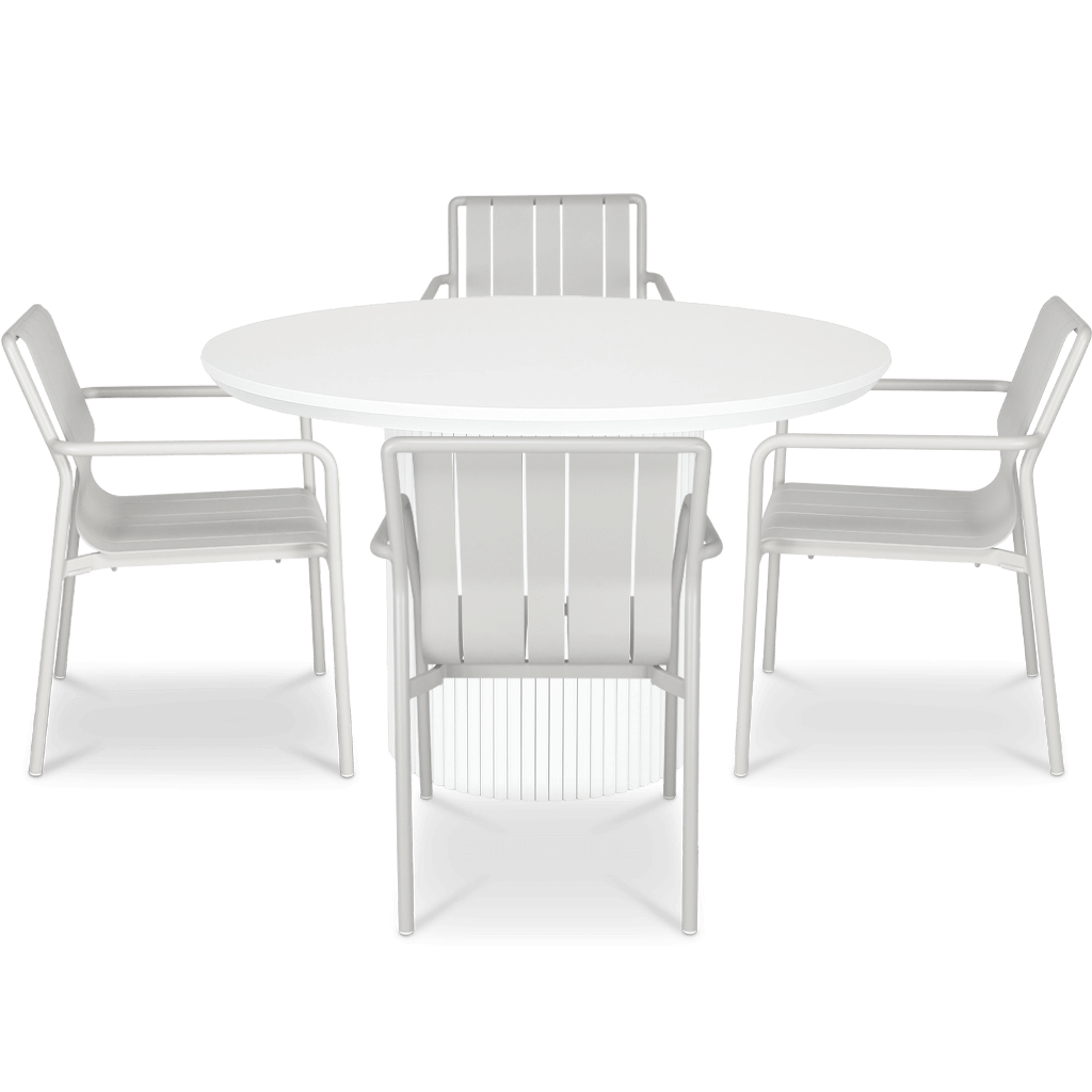 Sanctuary Round 5pc Dining Setting with Aluminium Chairs