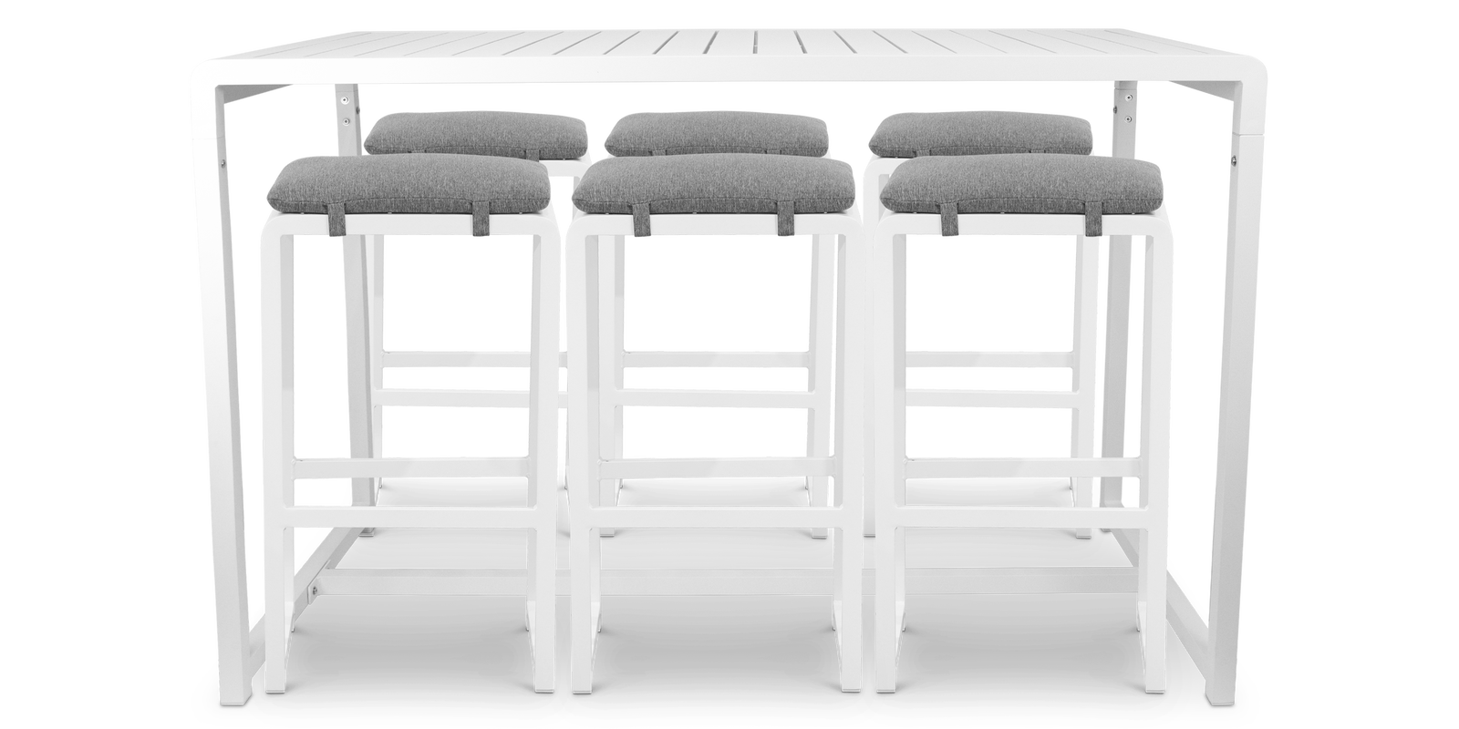 Santorini 7pc Bar Suite in Arctic White with Platinum Olefin Cushions - The Furniture Shack