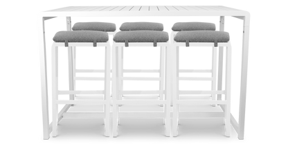 Santorini 7pc Bar Suite in Arctic White with Platinum Olefin Cushions - The Furniture Shack