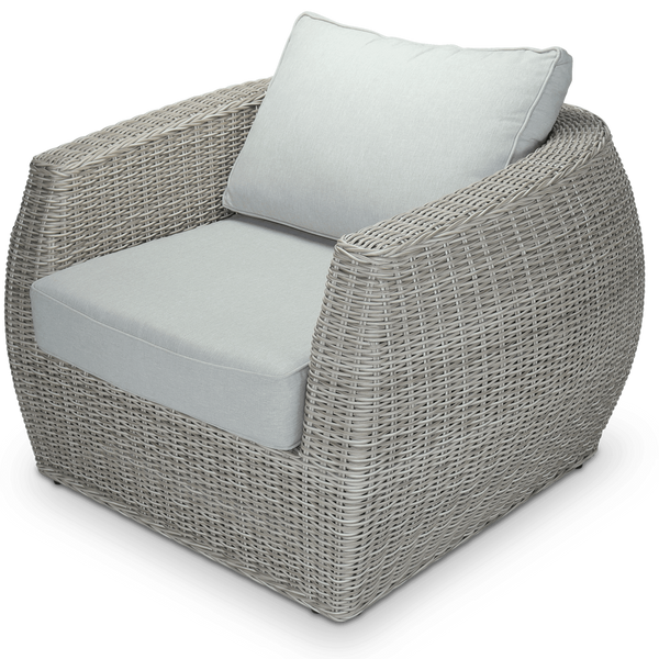 Sienna Outdoor Lounge Chair in Kubu Grey Synthetic Viro Rattan and Mountain Ash Sunproof All Weather Fabric
