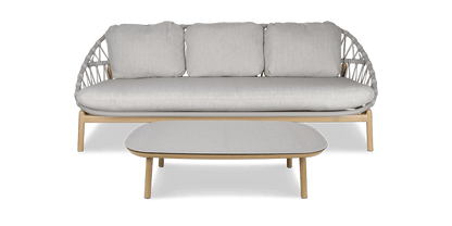 Siesta 3 seater with Coffee Table, Mist Olefin Rope, Icelandic Salt Cushions and Aluminium Frame